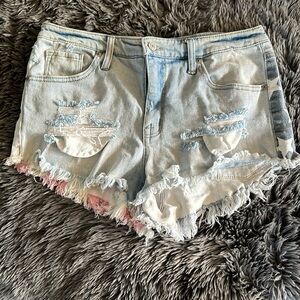 Massimo low rise American flag distressed shorts